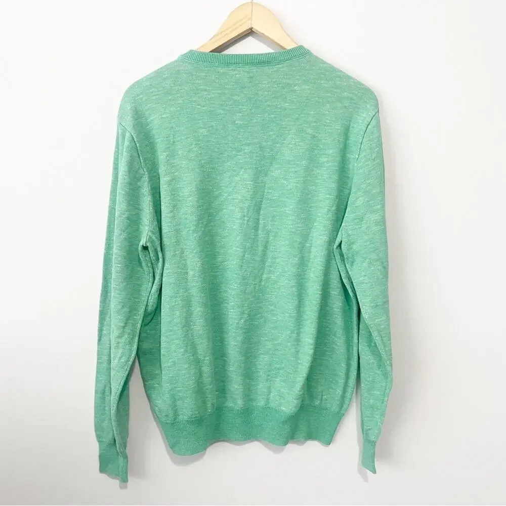 J Crew green pullover crew neck sweater mens large cotton
